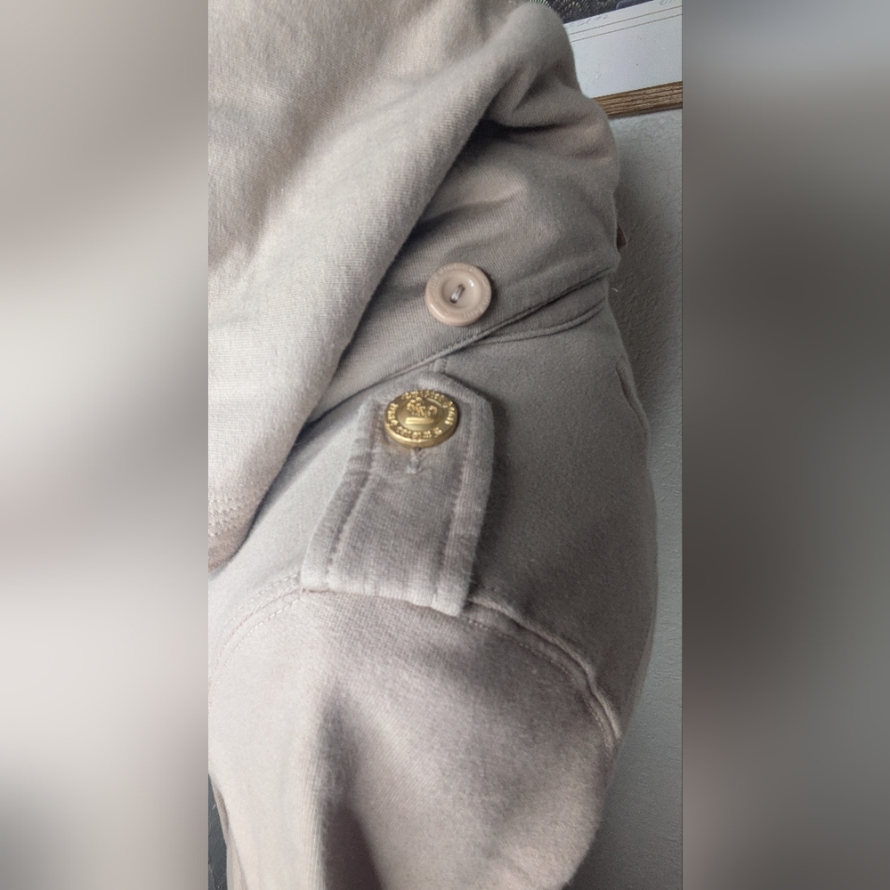 Y2K Vtg Twisted Heart Ladies Cream Removable Hood Collared Button Up Jacket Sz S - Picture 6 of 8